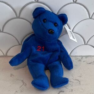 Bamm Beanos Roger Clemens #21 Salvinos Collectible Bear Plush 1998‎ NWT NEW